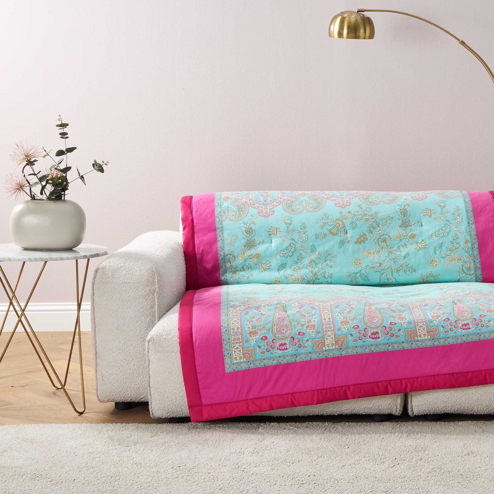 Plaid  INDIANROSES türkis